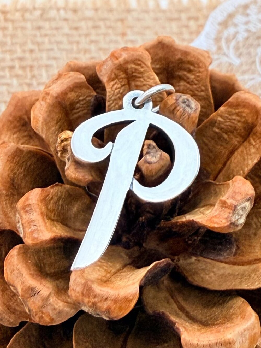 James Avery Large Script Initial P Charm Sterling Silver Letter Charm